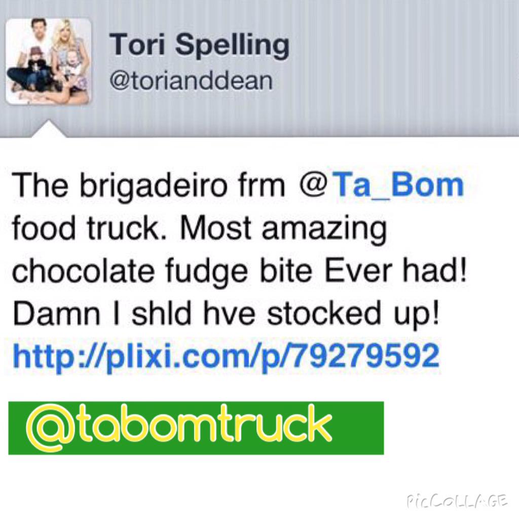 tabomtruck's tweet photo. Back in the day when #torispelling commented on our #brigadeiros 💛💚so exciting!! #brazilianfood #foodie #foodtruck http://t.co/XBy7yXDtG3