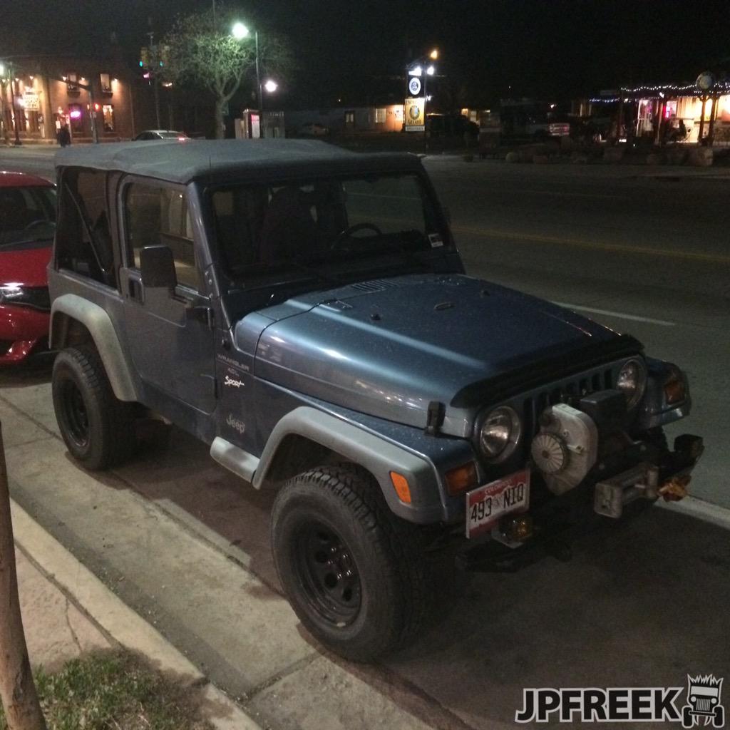 JPFreek's tweet photo. Big winch. Small #Jeep #TJ 😎 ready for anything in downtown Moab #JeepCreep #EJS2015 #easterjeepsafari #GoWarn http://t.co/J3akMuTzag