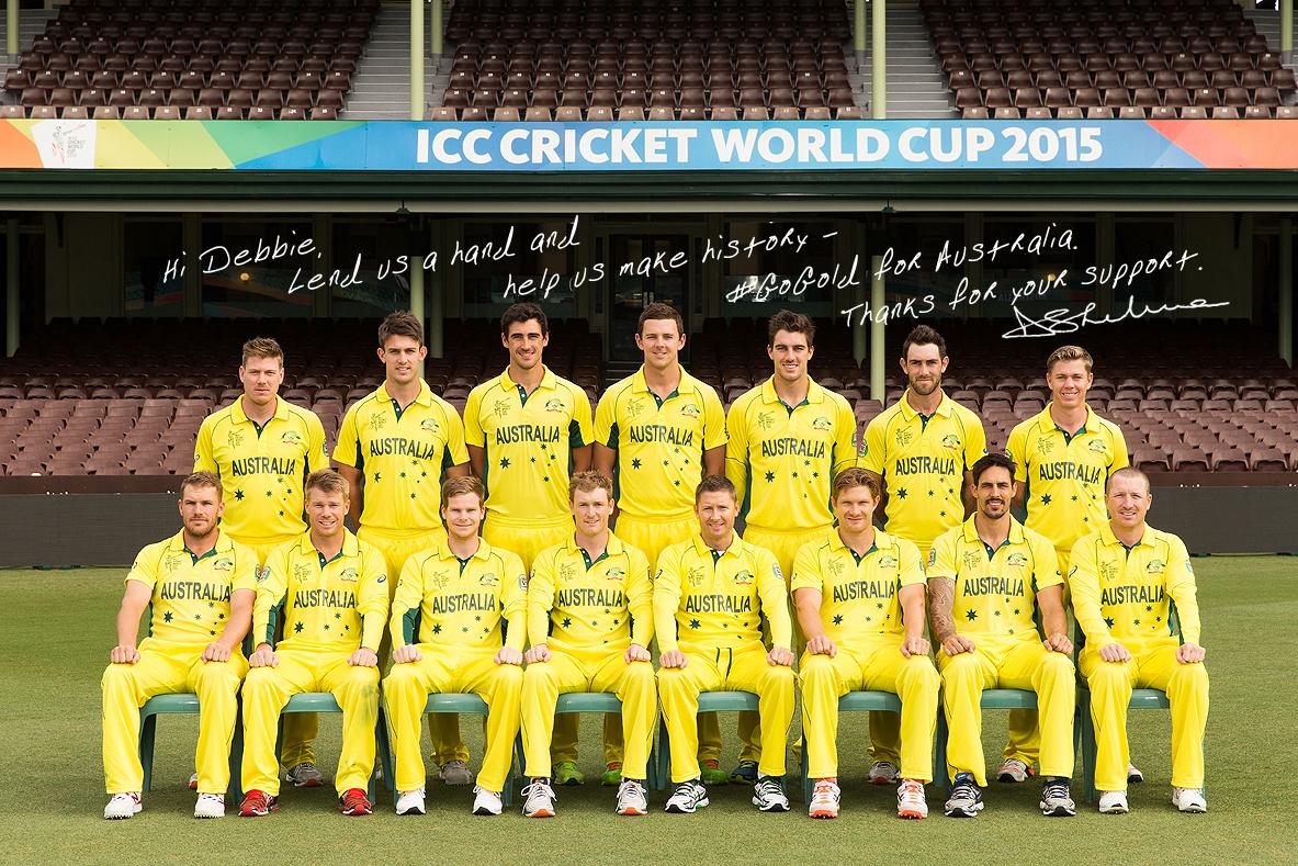 crickcomaureply's tweet photo. @clarkdebs Thanks for supporting #AUS in the World Cup. Don't forget to #GoGold! http://t.co/PD5O30VZyi