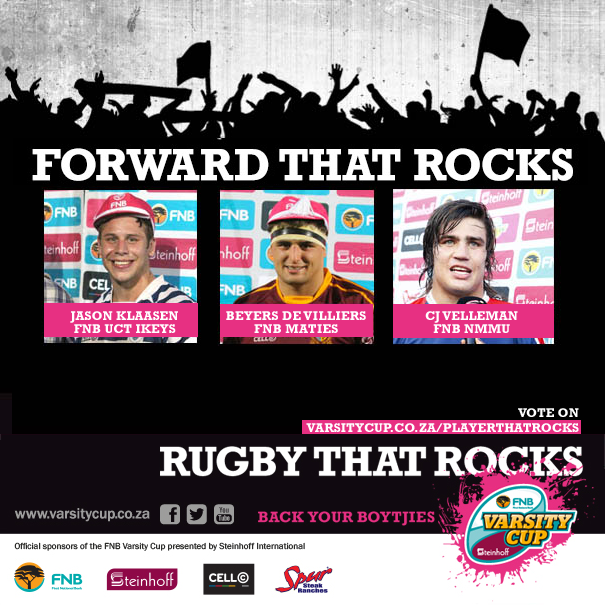 .<a href="/MatiesRugby/">Maties Rugby Club</a> <a href="/maties/">Maties Stellenbosch</a>students @maties <a href="/MatieRugbySkole/">MatieRugbySchools</a> vote for <a href="/BeyersdVilliers/">Beyers De Villiers</a> on varsitycup.co.za/playerthatrocks