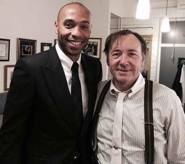 KevinSpacey's tweet photo. Nice to have such a legend of the pitch come to the theatre… thanks @ThierryHenry! @oldvictheatre http://t.co/WhiUsB0uPJ