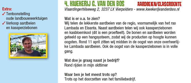 11/4 Kom in de Kas 10-16 uur. Bezoek o.a. Gijs van den Bos #Vierpolders #aardbeien #kasbonen  ow.ly/KQRk4