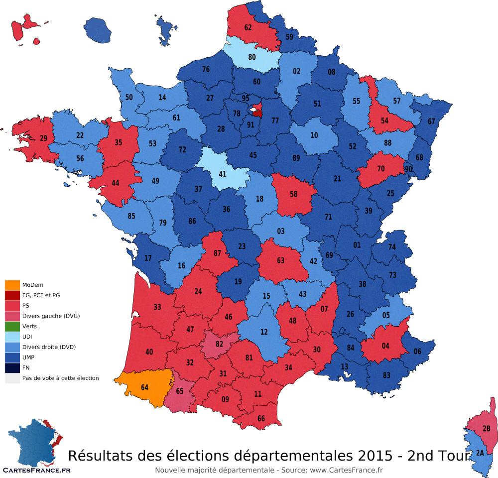 CarteFrance's tweet photo. #résultats et #carte des #élections #départementales 2015: http://t.co/i6hMIzEvij http://t.co/kBv3D5VuNK