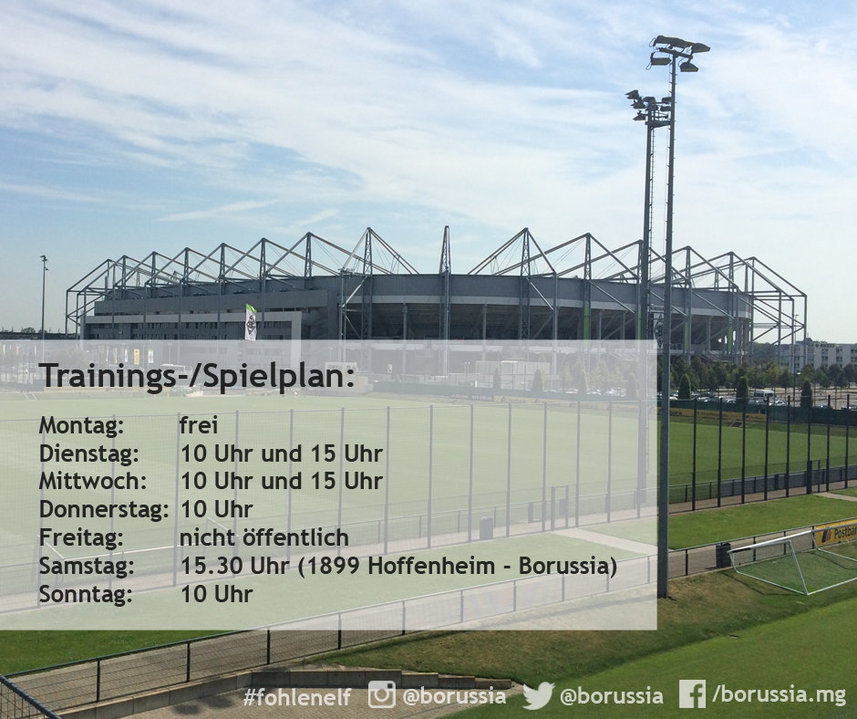 borussia's tweet photo. Heute ist trainingsfrei. Morgen beginnt die Vorbereitung auf das Spiel gegen @achtzehn99 Hoffenheim. #fohlenelf http://t.co/nFly880FpV
