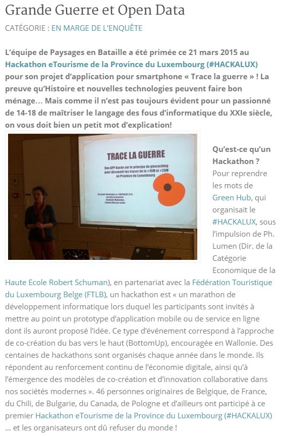 FranckyPedia's tweet photo. Grande Guerre et Open Data: http://t.co/PUNiyT65N9
[#opendata #GrandeGuerre #etourisme #hackalux #hackathon] http://t.co/41UMIcd5v6