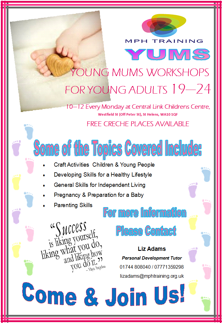 mphtraining's tweet image. YOUNG MUMS out there, get yourself down to Central Link Childrens Centre this sunny morning, for our YUMS workshop.