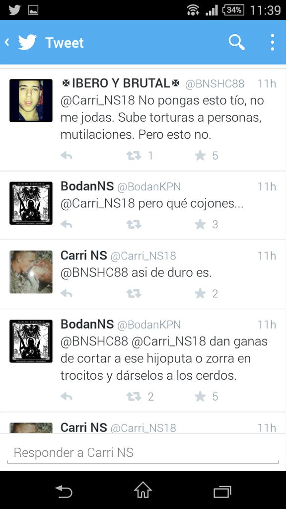 animalistasmur's tweet photo. @policia @guardiacivil 
⏩ @Carri_NS18 y @BNSHC88 ⏪ inscitan al odio d personas y animales #BloquearEstasCuentasYA #RT http://t.co/ezjd1c7QoL