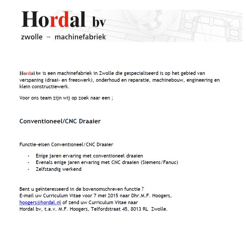 Hordalbv's tweet photo. .... Vacature Conventioneel/CNC Draaier .... http://t.co/OvWNX8bLJx