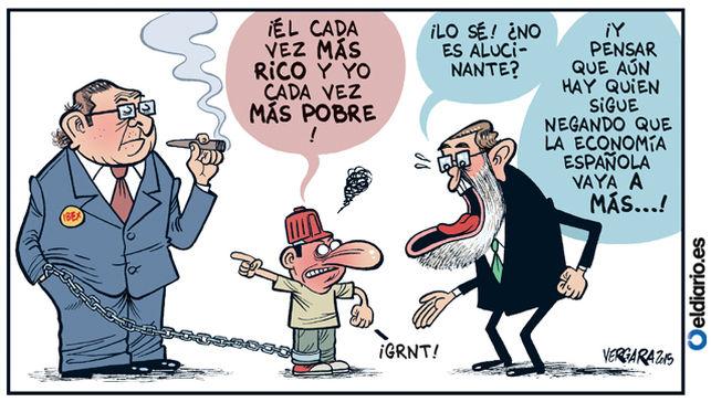 PODEMOS's tweet photo. Parece ser que cada vez va quedando más claro a qué se refieren cuando hablan de recuperación económica. http://t.co/bIIgzVn64f