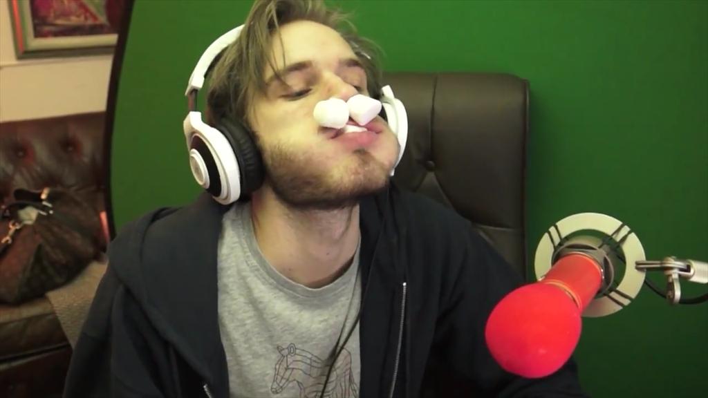PewDiePieSwag's tweet photo. Pewds takes his Marshmallow Challenge seriously http://t.co/agTvpKb93r