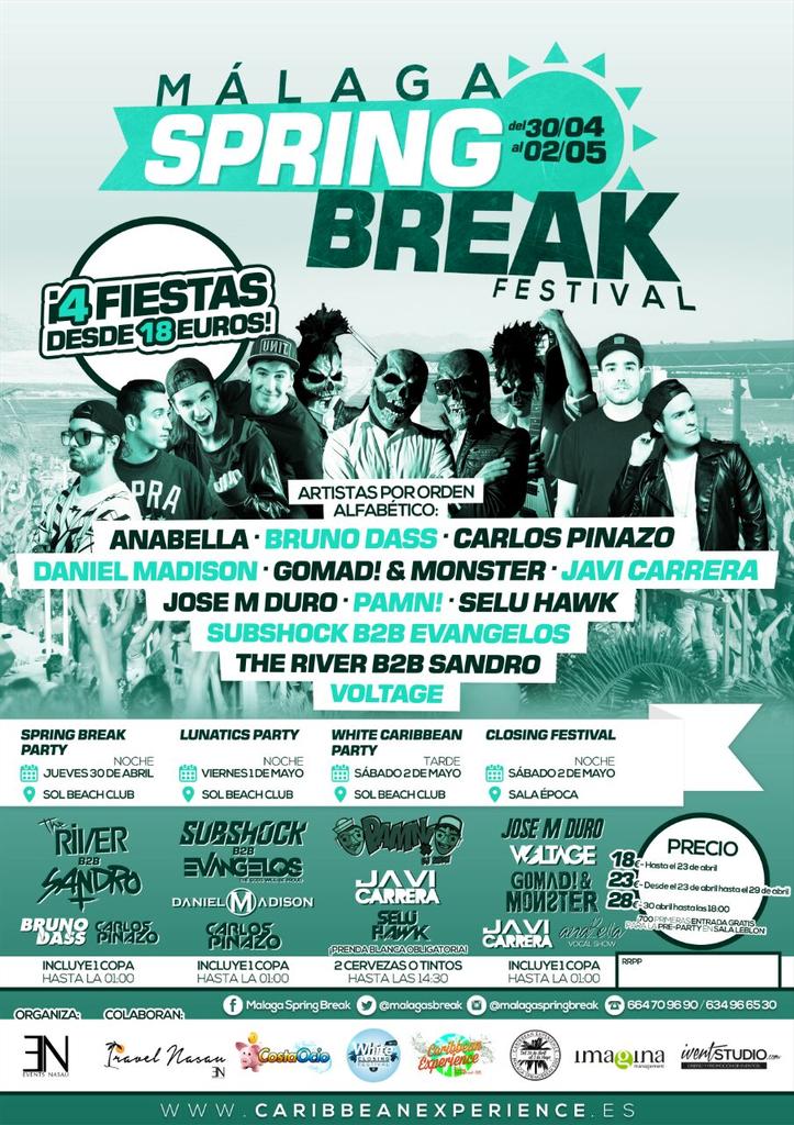 Viernes 1 de Mayo <a href="/LunaticsParty/">Lunatics Party</a> en el pedazo de festival @malagasbreak en <a href="/SOLBEACHCLUB/">SOL BEACH CLUB</a> con <a href="/DANMADISONMUSIC/">DANIELMADISON</a> 
#EDM