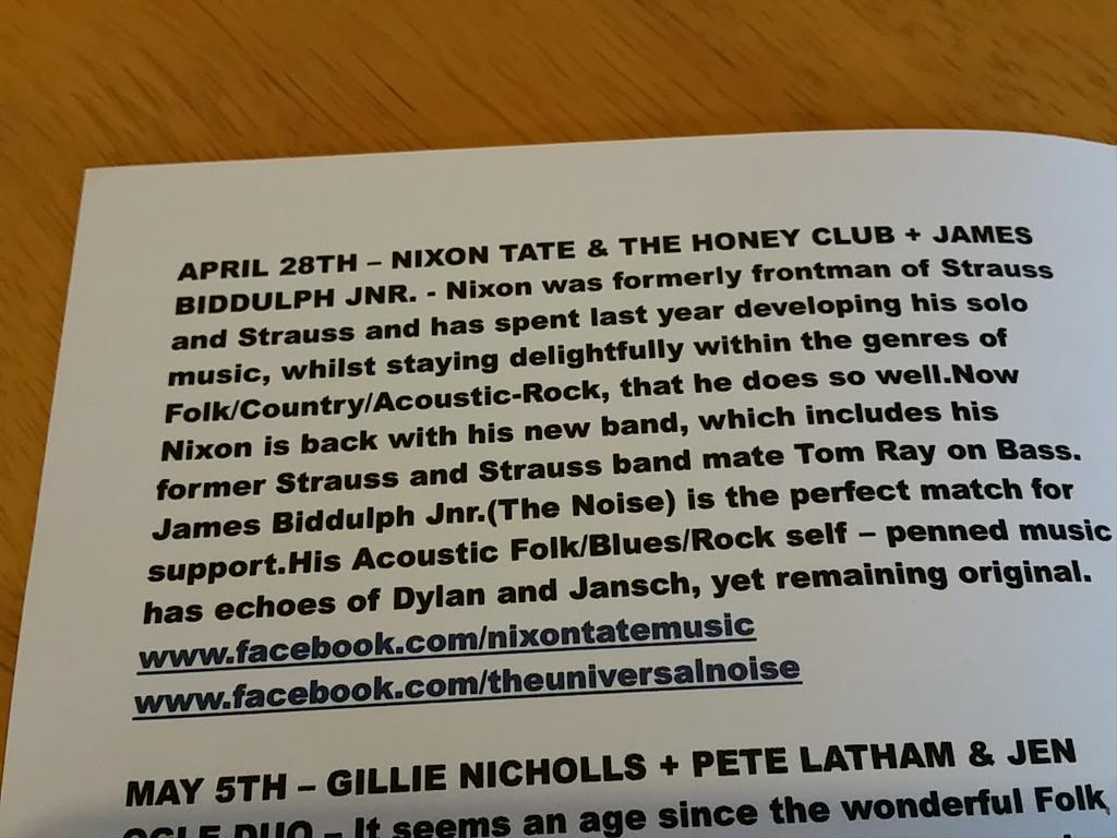 Check out the Gig Guide for April to June 🌼 Really looking forward to <a href="/NixonTateMusic/">Nixon Tate Music</a> and <a href="/TheNoisestoke/">The Noise</a> #ChooseDays
