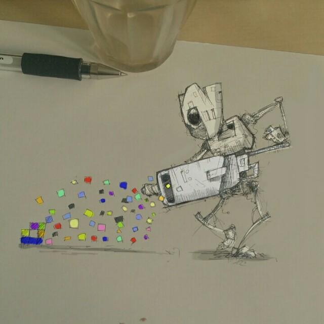 sandorkllo's tweet photo. Pixel-collector-bot #coffeesketch n704, #marchofrobots 19/31#bot @SketchBookPro #note3art #note3 #pixel http://t.co/3cksLhNzbL