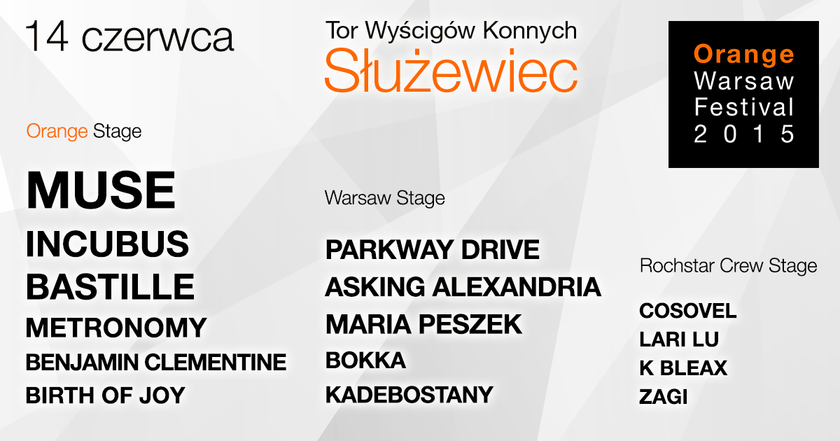 Orange_Polska's tweet photo. Cały #lineup na 14.06! #owf #owf2014 #festival! Jeśli jeszcze nie macie biletów, klikajcie tu: http://t.co/RlnnMNUC4q http://t.co/rKF0Ds06xe