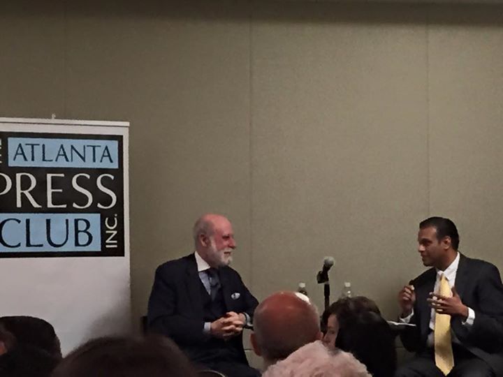 hughmalkin's tweet photo. Breakfast with one of the fathers of the internet, Vint Cerf  #cerfnewsmaker http://t.co/73qojXMhmL