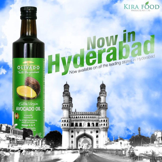AvocadoOilIndia's tweet photo. Olivado Extra Virgin Avocado oil now available on all the leading stores in #Hyderabad . #AvocadoOilInIndia http://t.co/8JgZCctafu