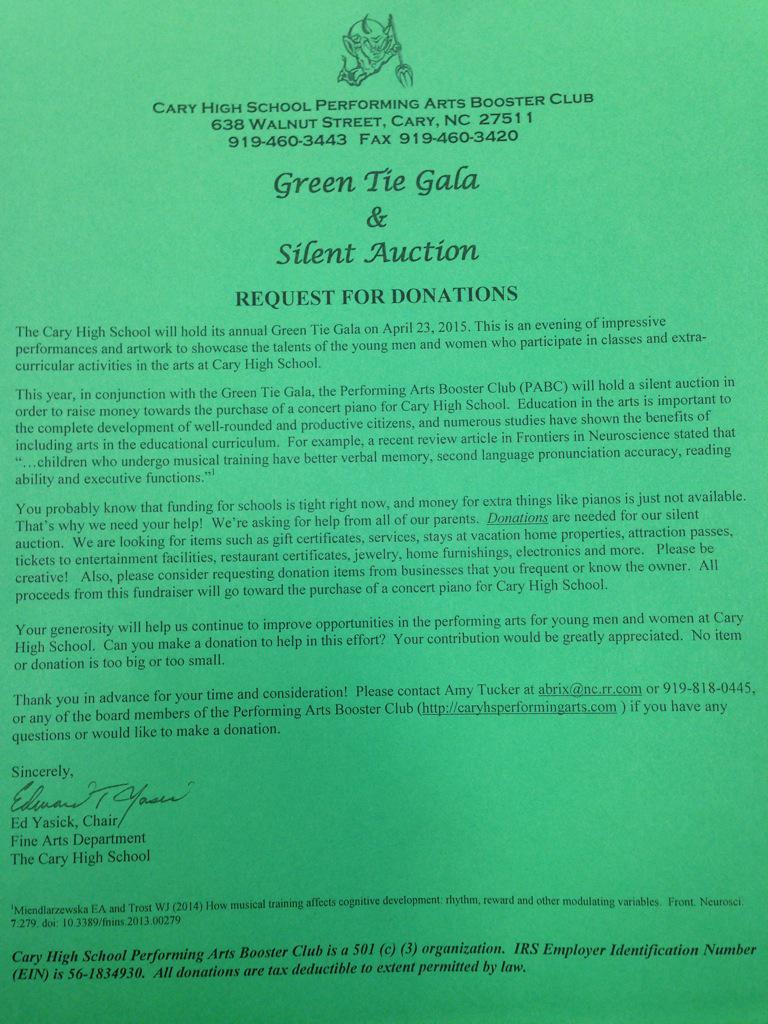 CaryHighChorus's tweet photo. This year's Gala will hold a silent auctions and all proceeds will go toward A NEW PIANO!! Help spread the word! 💚🎶 http://t.co/YGrxUXXS8k