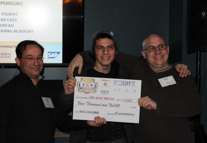 Charlie_Brandt's tweet photo. RT @IndyChamber: Congrats to @JohnSchevola & Isaiah, grand champions of #hackINvTX Challenge! http://t.co/RGJAjmD4eG http://t.co/q5J9LkRslu