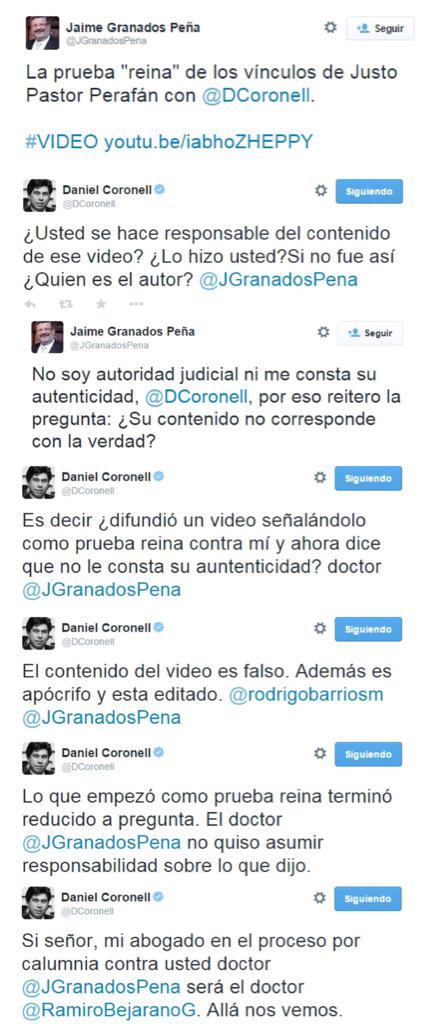 JANDR3S__'s tweet photo. Abogado @JGranadosPena presenta como "prueba reina" video contra @DCoronell, y añade: "No me consta su autenticidad". http://t.co/npytoBUrzD