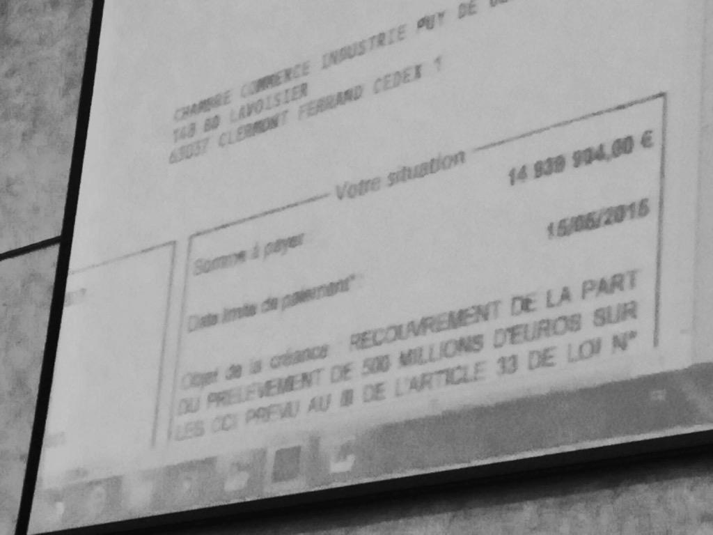 RenieStan's tweet photo. Et voici le prélèvement exceptionnel fait aux entreprises du PDD @lamontagne_fr @olivierbianchi1 #Dep63 @F3Auvergne http://t.co/B6xy7RuTGL