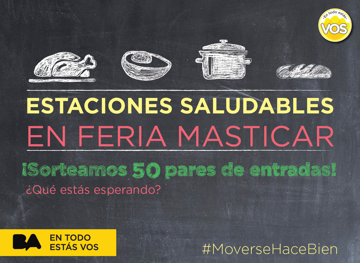 Mayores_BA's tweet photo. ¡Sorteamos 50 pares de entradas para la @FeriaMasticar entre los que hagan RT a este tweet! #MoverseHaceBien http://t.co/pQILb0NbUr