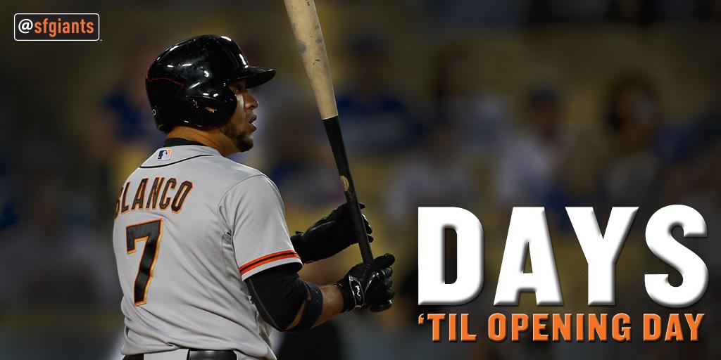 SFGiants's tweet photo. Just one more week and the wait is over!
#SFGOpeningDay | 4.6.15 | 7:10pm at AZ | #SFGiants http://t.co/86neDqPpX9