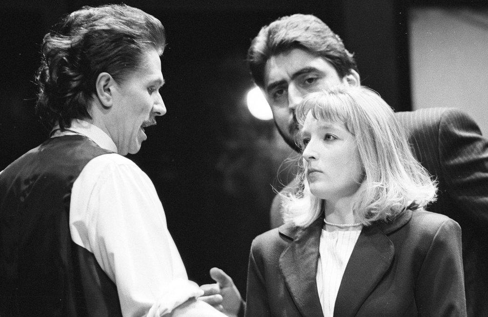 GaryOldmanWeb's tweet photo. Gary Oldman, Lesley Manville, Alfred Molina in 'Serious Money'. The Royal Court Theatre, 1987 @royalcourt http://t.co/HQweMdlQw1