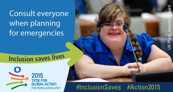 UN_Enable's tweet photo. Inclusion saves lives! Tell us your story, inspire others.
http://t.co/Ht7sz22QHT
#InclusionSaves #Action2015 http://t.co/K2qDqEL6lK