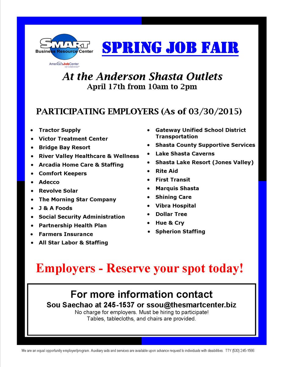 TheSmartCenter's tweet image. Check out the list of employers participating in Smart's Spring Job Fair!