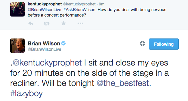 the_bestfest's tweet photo. We'll be ready for ya @BrianWilsonLive! #BrianFest #AskBrianWilson http://t.co/4sRSSYEGam