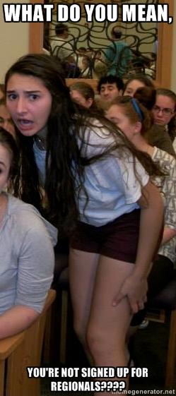 __sassinaglass's tweet photo. Sign up for #Reg2k15 and maybe @MichaelaMaster will make this face again <3 <3 #MemeMonday #BackToCRUSY @CRUSYRegion http://t.co/KMA6Cf3DUq