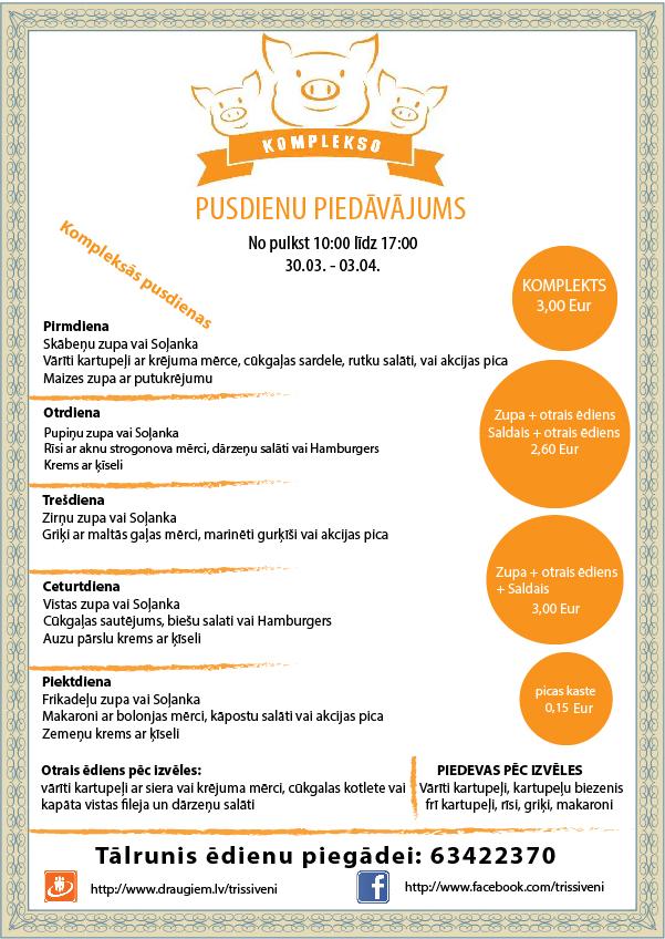 trissiveni's tweet photo. Ir jau klāt jaunais pusdienu piedāvājums 30.03-03.04.  nedēļai #Nāc_pie_mums #Izbaudi http://t.co/6CF0L8MDcC