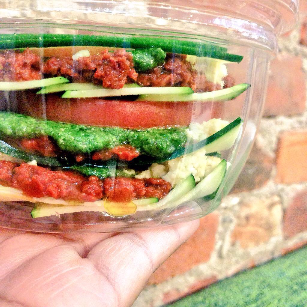 GSBVeganMarket's tweet photo. Raw zucchini &amp; tomato lasagna is waiting for you #hamont http://t.co/SCQ4yUydsg