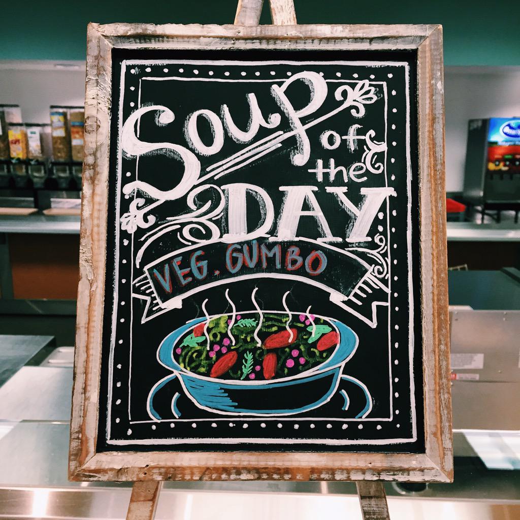 UTexasDining's tweet image. Kinsolving’s #MeatlessMonday Soup of the Day: #Vegan Gumbo (not pictured: Vegan Lentil)  #vegetarian #utaustin