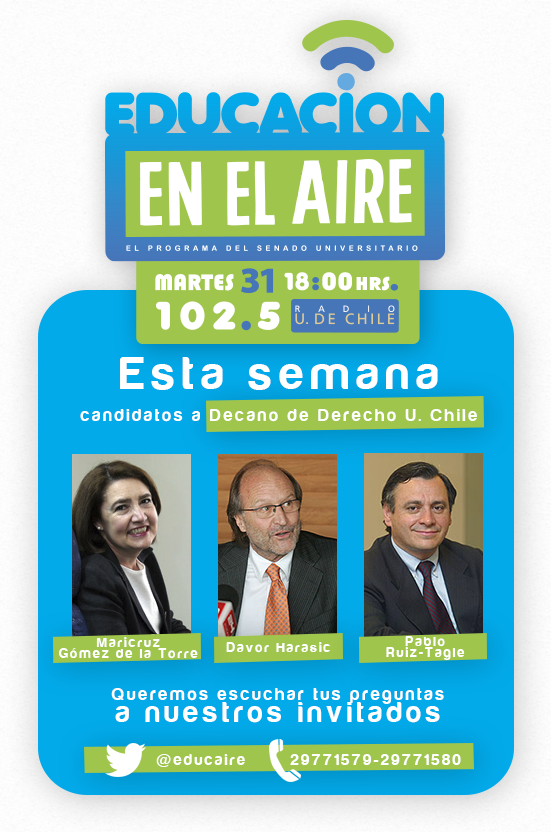 educaire's tweet photo. @udeverdad   martes 31, 18:00 hrs, exponen candidatos a decano @derechouchile en 102.5 FM o http://t.co/LLWT5RR08E http://t.co/gGjWheNv79