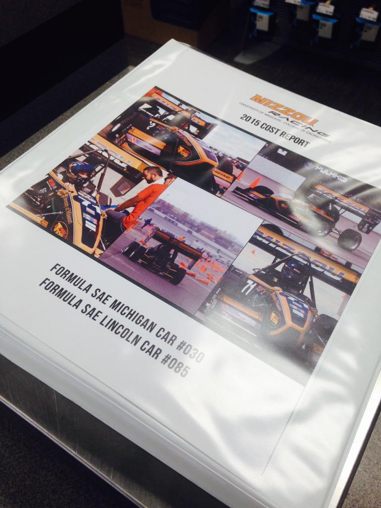 mizzouracing's tweet image. #costreport is in the mail. See you in Michigan! #FSAEMichigan #herewego
