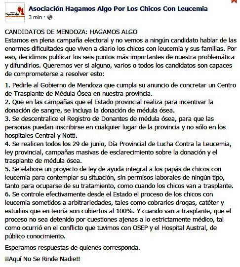 HagamosAlgoMza's tweet photo. @GianiGrecoPetry Candidatos de Mendoza: Hagamos Algo Por Los Chicos Con Leucemia @HagamosAlgoMza http://t.co/PQI4dHR197