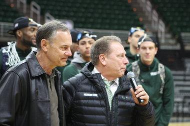 SpartyFans's tweet photo. Full video of Michigan State basketball welcome back rally at Breslin Center http://t.co/kXteCskkpI #Spartans http://t.co/UomPysOIIV