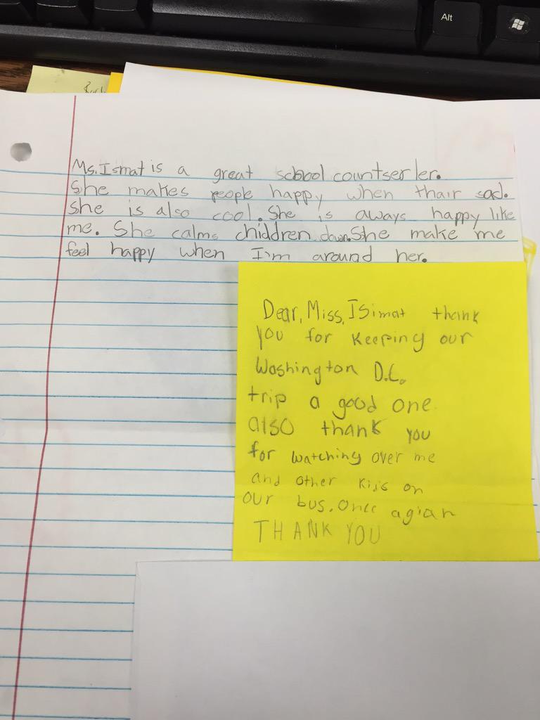McIsamat's tweet image. Sweet Notes to start out my week! #lovemyjob #Cmsesc