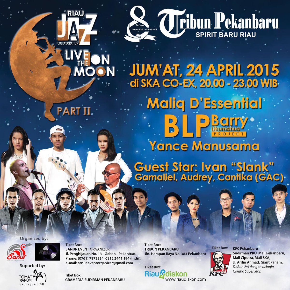RIAU JAZZ COLLABORATION part II, 24 April 2015 di SKA Co Ex, info : 0761-787 3334 atau 0812 2441194 (Indri)
