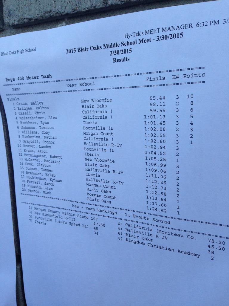 XCWildcatTF's tweet photo. Bailey Crane aka human torch, breaks his own school record again today. #conferencerecord #herehecomes #55.44 http://t.co/MOEUFLdjSM