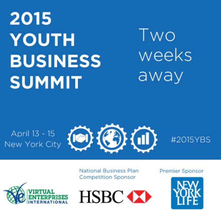 VEInternational's tweet photo. We are officially 2 weeks away from the 2015 Youth Business Summit! Are you ready? 

#2015YBS http://t.co/Ca7PVYEVg9