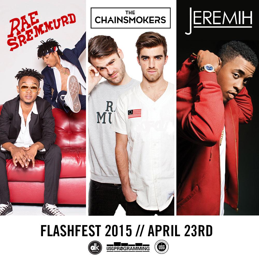 KentStateUSG's tweet photo. Here they are! Get ready for #FlashFest2015! @RaeSremmurd @TheChainsmokers @Jeremih http://t.co/NkVGdaLX2b