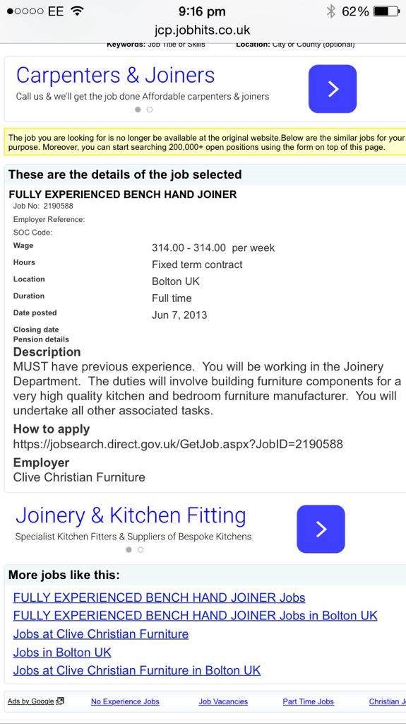 festfool's tweet image. Ok its an old job ad. But the most expensive kitchen company only pay this#takinthepiss