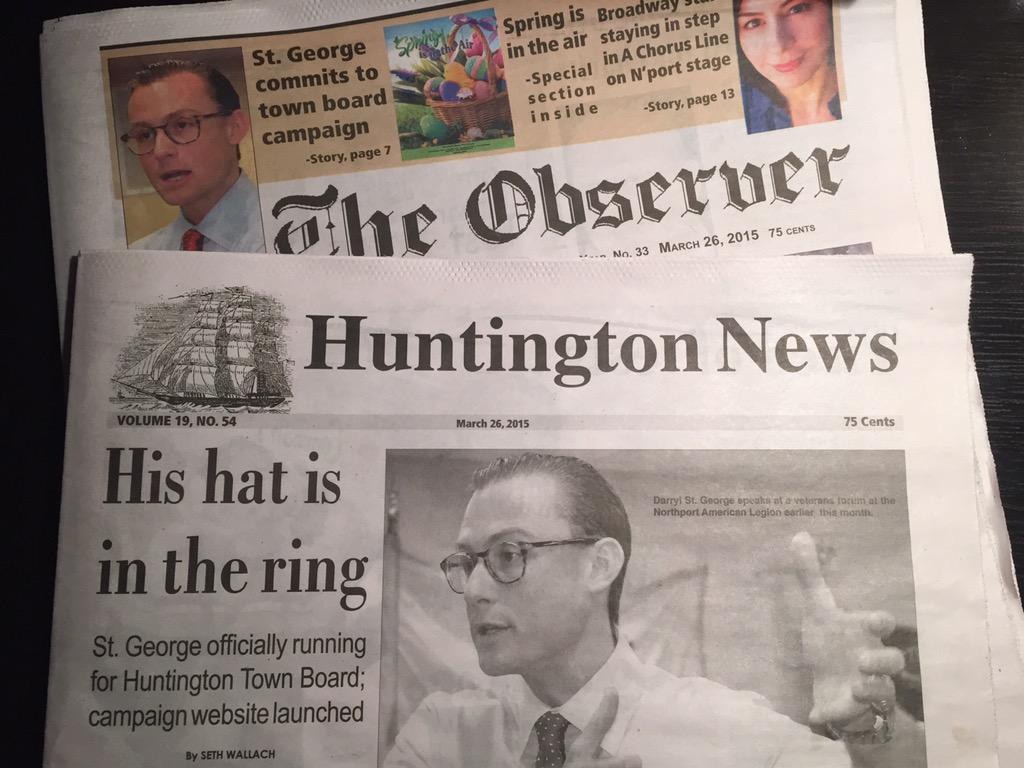 darryl_stgeorge's tweet photo. Grab this week's Observer &amp; Huntington News for articles on Darryl making his candidacy official! http://t.co/P929xbkNjU