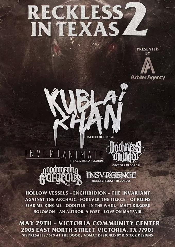 We'll be playing with some awesome bands: @KublaiKhanTX, @Invent_Animate, & @GorgeousTx + more. BE THERE. #RITFest