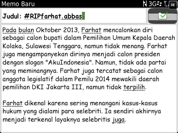 KOMENTAR ANDA BLOG ? JANGAN DI REETWEET YANG BAGUS DOANG DIMATA LO  ? #RIPFarhatAbbas 
<a href="/farhatabbaslaw/">PresidenOposisiRI</a>