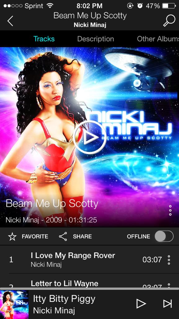 andremcarterrr's tweet photo. When you find out #TIDIAL has #BeamMeUpScotty 😩😍😍😍😍 @NICKIMINAJ http://t.co/6QHqjSQurd