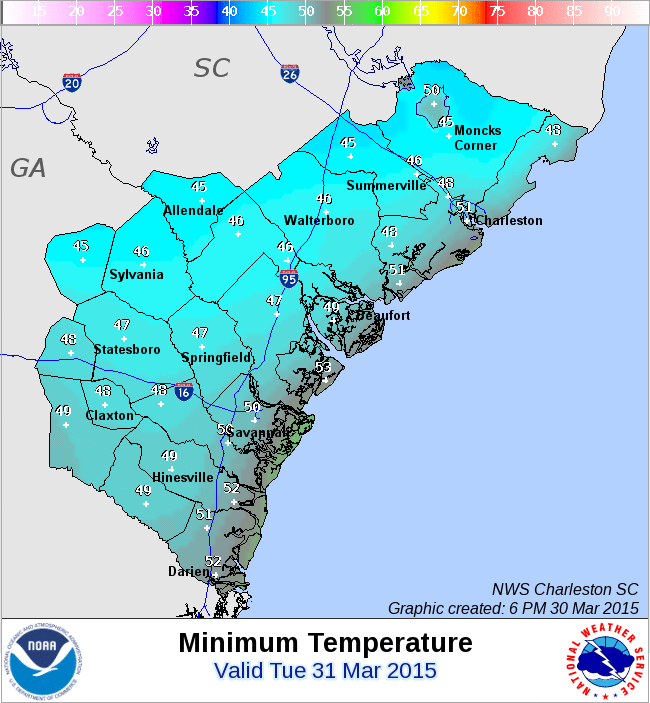 NWSCharlestonSC's tweet photo. Despite the passage of a cold front this evening...tonight will be 5 to 10 degrees WARMER than the last two nights. http://t.co/45os5iWLXI