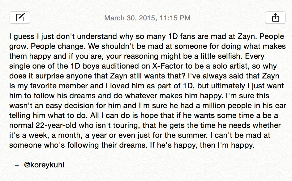koreykuhl's tweet photo. My thoughts on Zayn: http://t.co/mq0qQN8F1x